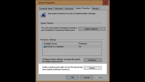 Create a restore point